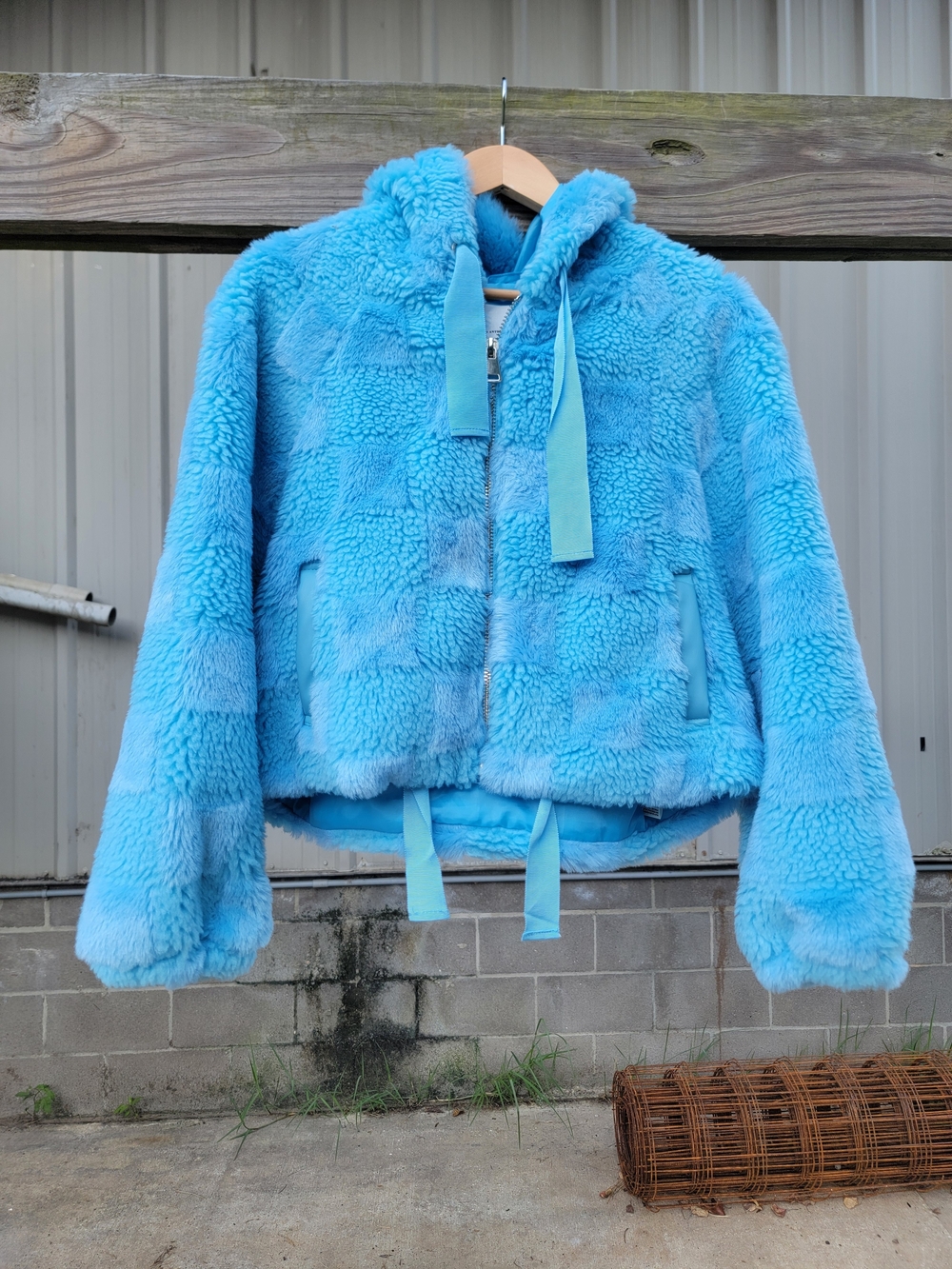 by Anthropologie Baby Blue Faux Fur Jacket